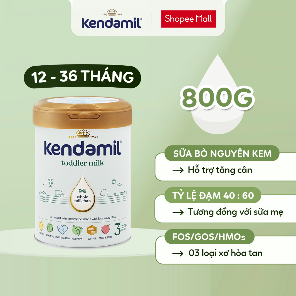 Sữa Công Thức Nguyên Kem Kendamil Classic Số 3 (800G)
