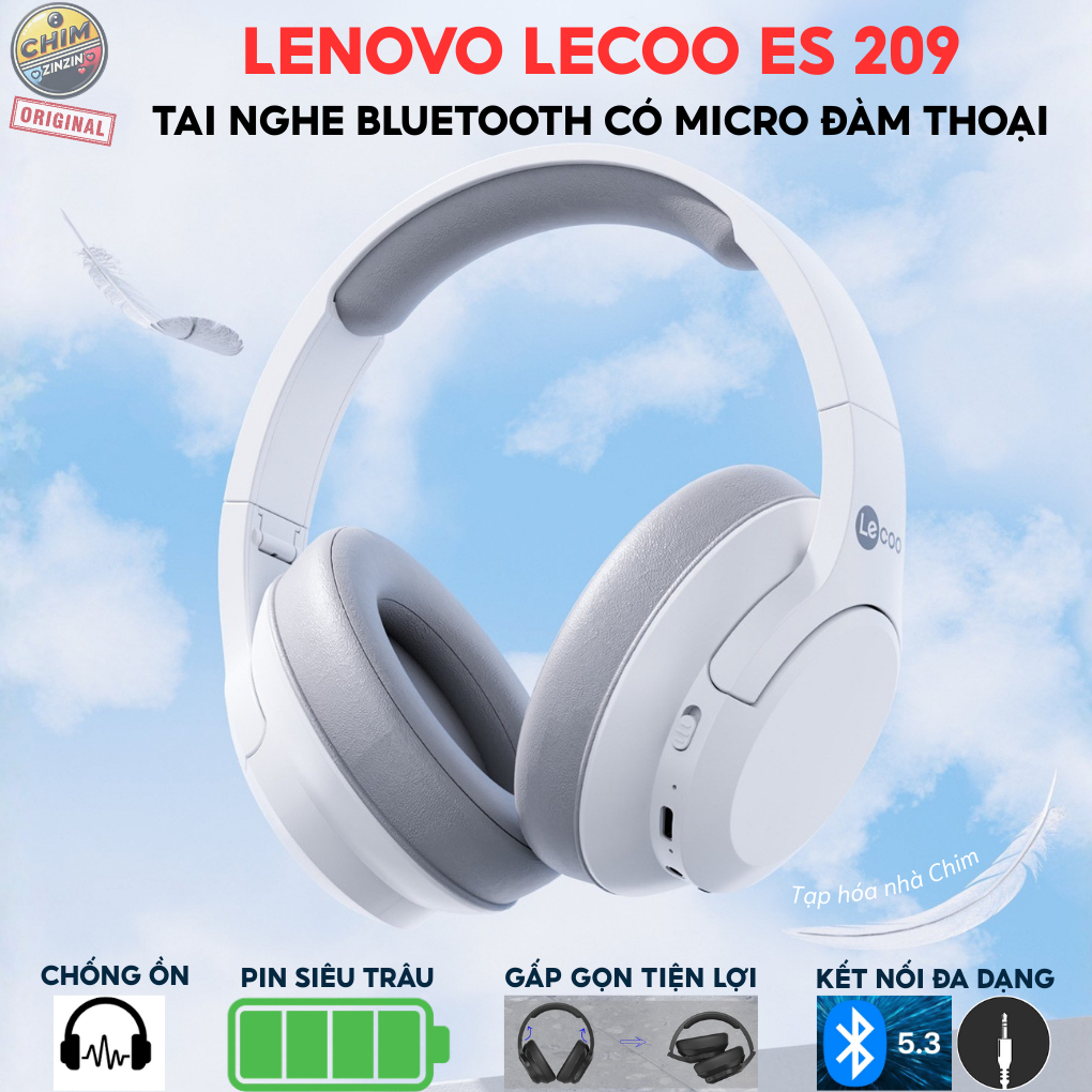 Tai Nghe Bluetooth Lenovo ES209 Chính Hãng: Có Micro Đàm Thoại, Pin Siêu Trâu, Gập Gọn, Hỗ Trợ Jack 