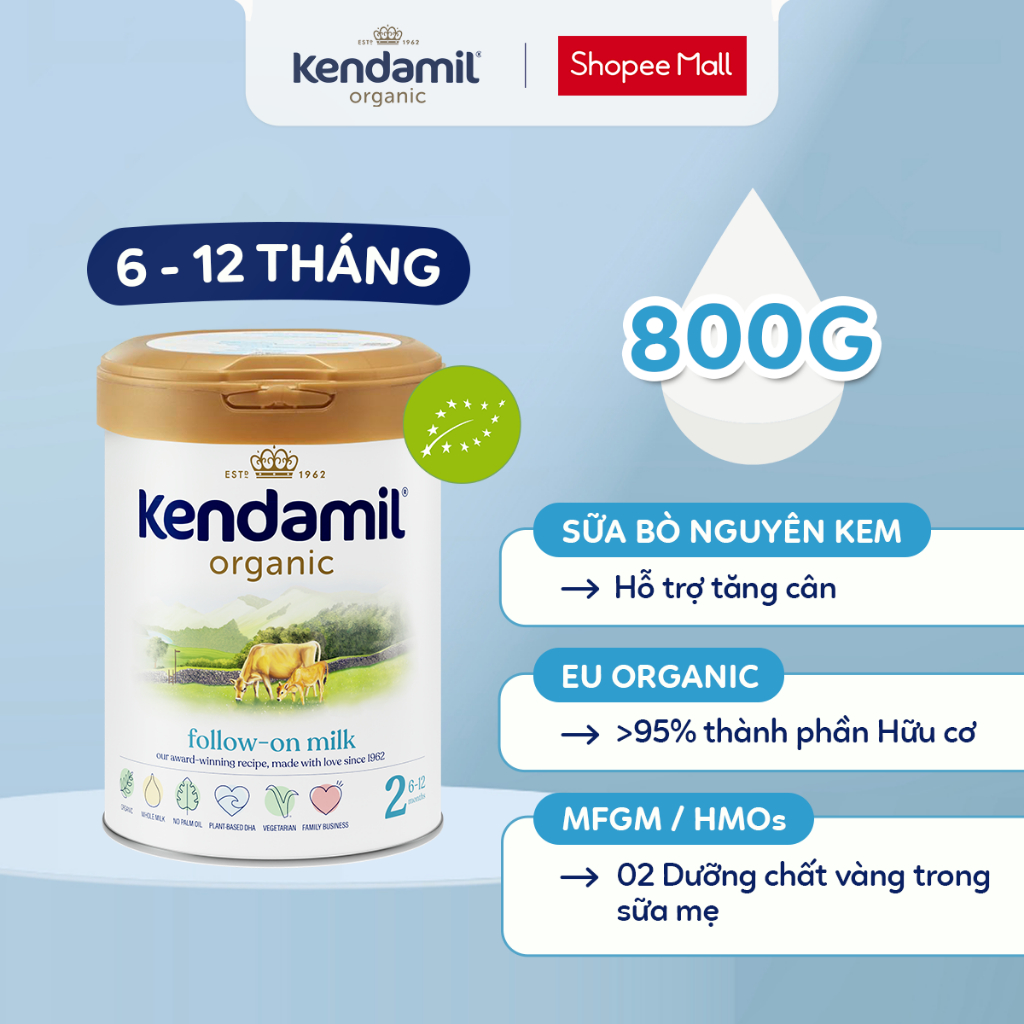 Sữa Công Thức Hữu Cơ Kendamil Organic chứa HMOs số Hai (800g)
