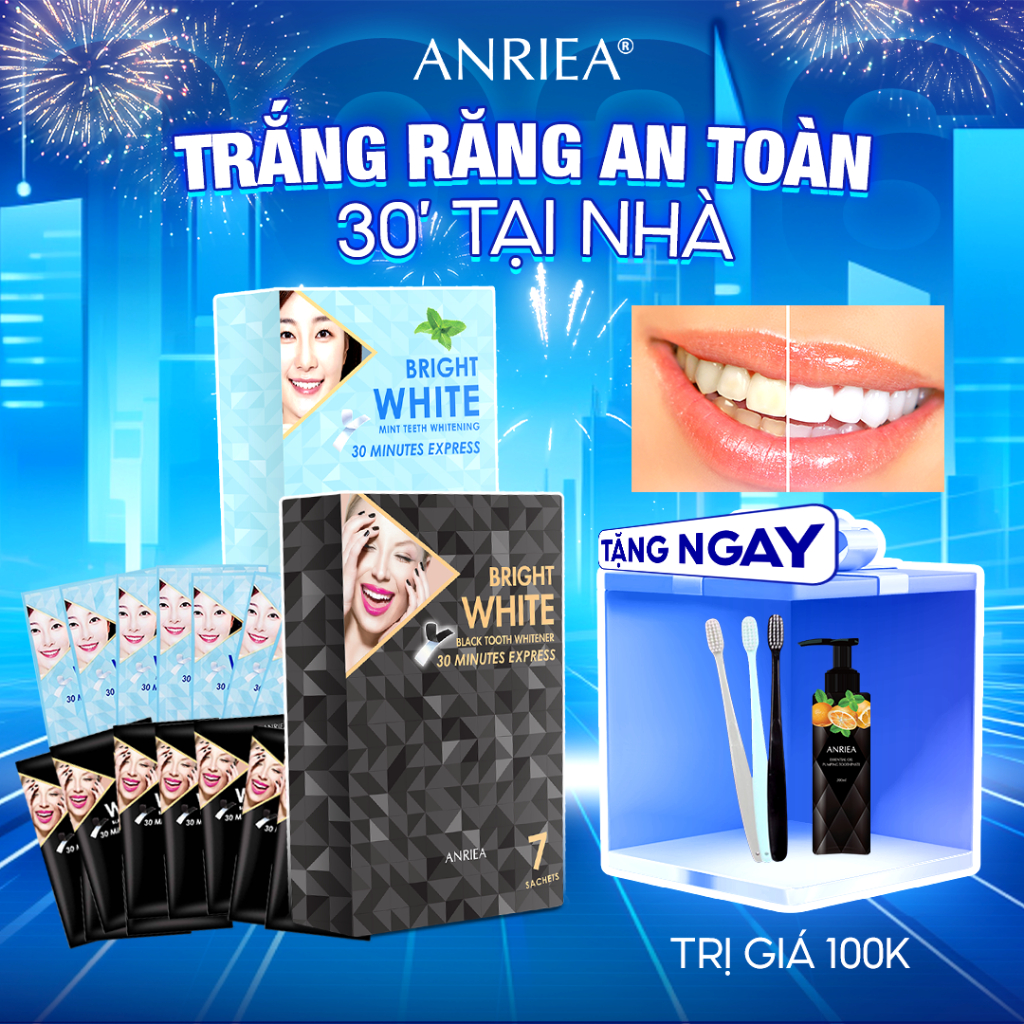 [QUÀ SIÊU HOT] Liệu trình hộp miếng dán trắng răng ANRIEA 7 ngày an toàn