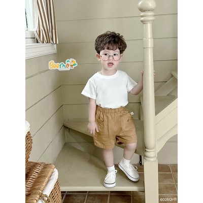 Quần short kaki Beemo phối vải kaki đứng form cho bé đi học, đi chơi từ 9-24kg 6026QHB