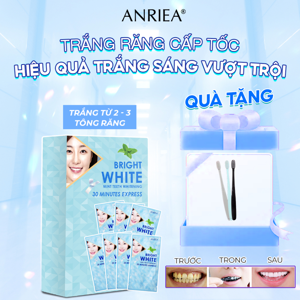 [QUÀ SIU HOT] [Trắng răng cấp tốc] Liệu trình 7 ngày Miếng Dán Trắng Răng Bạc Hà Anriea - ANCB44