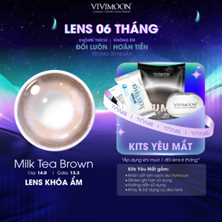 VIVIMOON lens cận 6 tháng Milk Tea Brown, kính áp tròng khóa ẩm màu nâu trà sữa độ từ 0 đến 8