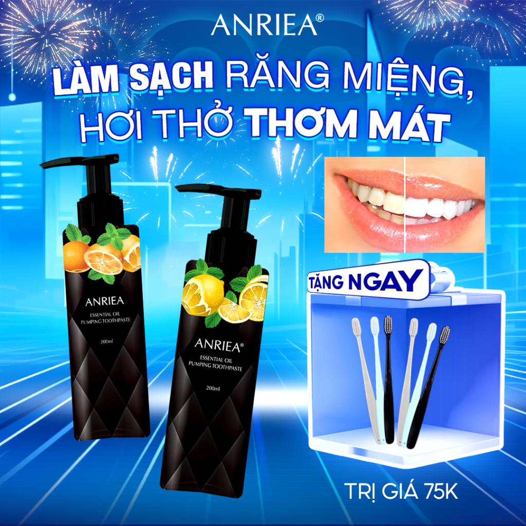 Kem Đánh Răng Than Tre ANRIEA Giúp Làm Sạch Sâu, Đánh Bật Vết Ố Vàng Giúp Trắng Răng 200ml