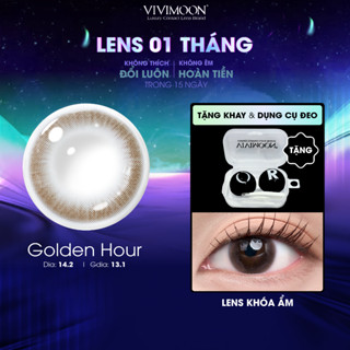Lens cận khóa ẩm VIVIMOON màu nâu tự nhiên Golden Hour, kính áp tròng hạn sử dụng 1 tháng