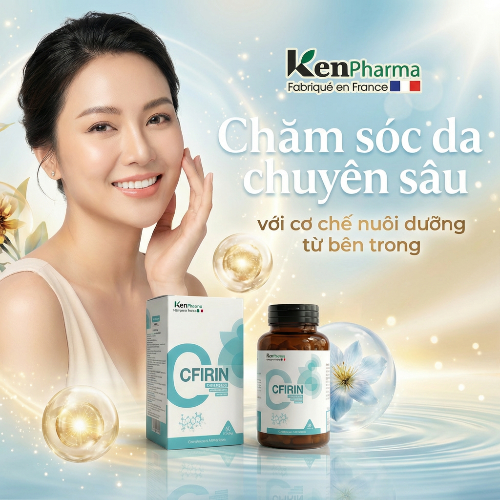CFIRIN Viên uống hỗ trợ trắng sáng da, trị nám, giải độc gan, KenPharma, nhập khẩu Pháp, lọ 60 viên
