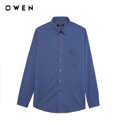 Owen - Áo sơ mi dài tay Regular Fit AR255002DT màu Xanh tím than chất liệu Spandex