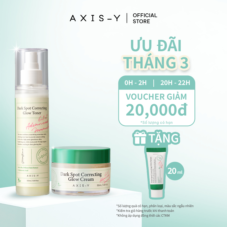 Combo Dưỡng Sáng Mờ Thâm AXIS-Y Kem dưỡng & Toner | Dark Spot Cream & Toner 50ml & 125ml