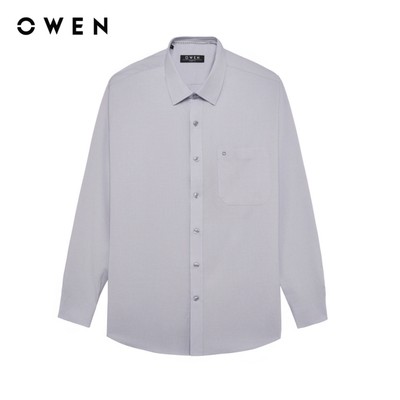 Owen - Áo sơ mi dài tay Regular Fit AR255047DT màu Xám nhạt chất liệu Bamboo spandex