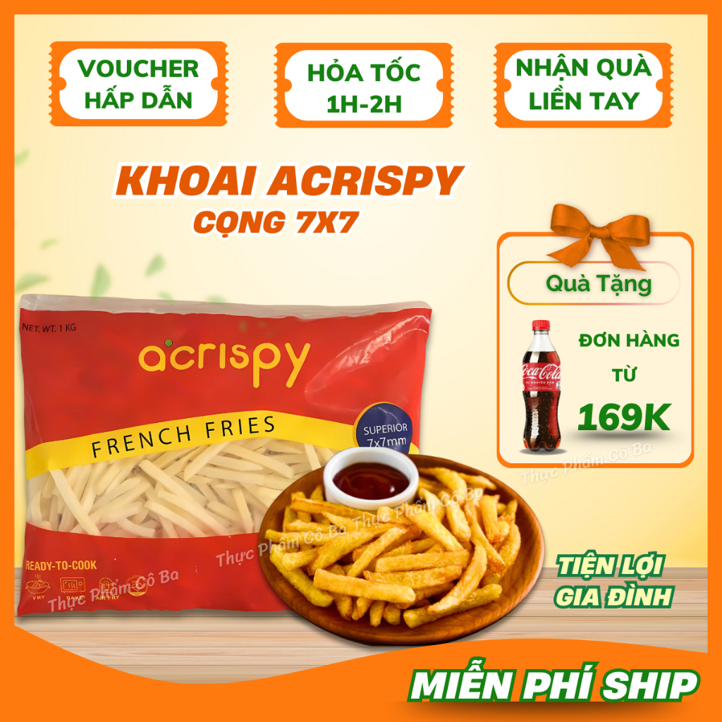 [Siêu Tốc HCM] Khoai Tây Cọng Bỉ Nhập Khẩu Acrispy – Khoai Cọng Nhỏ Chiên, Ăn Vặt – Gói 500g -1KG