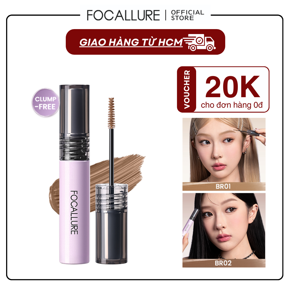 Focallure Mascara Lông Mày Mềm Màu Tự Nhiên Không Vón Cục Chống Thấm Nước 24H 5g