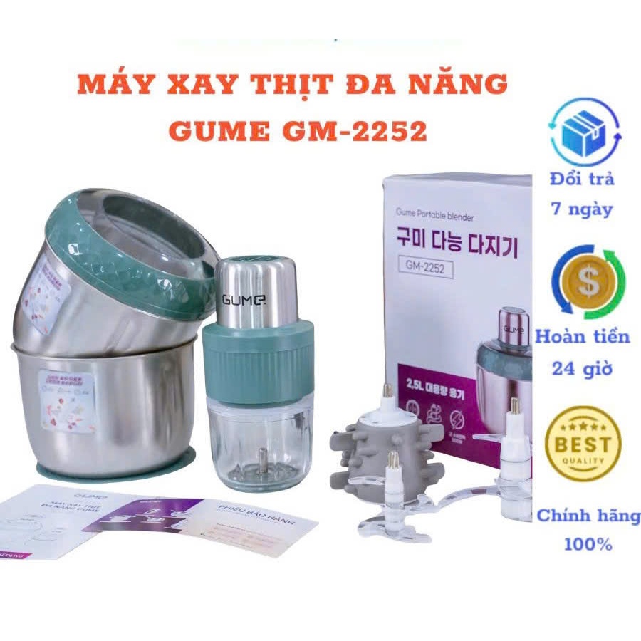 Máy Xay Thịt Đa Năng Gume Hàn Quốc GM-2252 Công Suất 500W Cối Inox 304