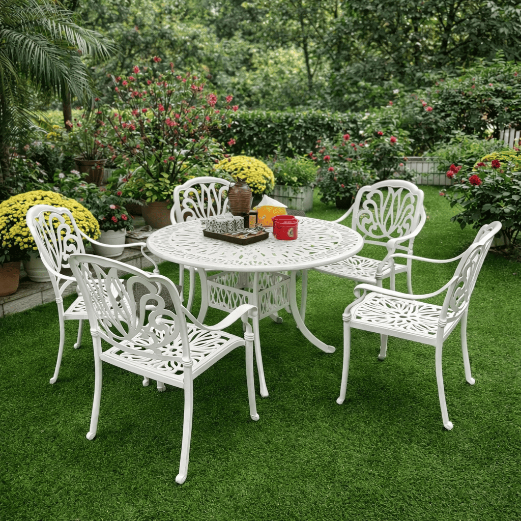 Bộ bàn ghế nhôm đúc SMARTHOMES mã D90-GHS, ngoài trời, bàn 90cm