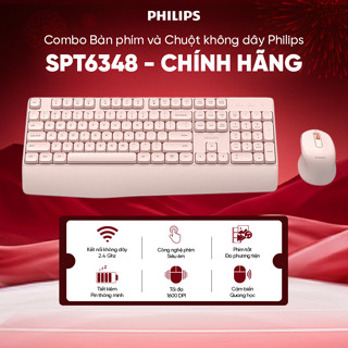 Combo Bàn phím và Chuột không dây Philips SPT6348 Chính hãng - Gọn nhẹ, êm ái, kết nối ổn định