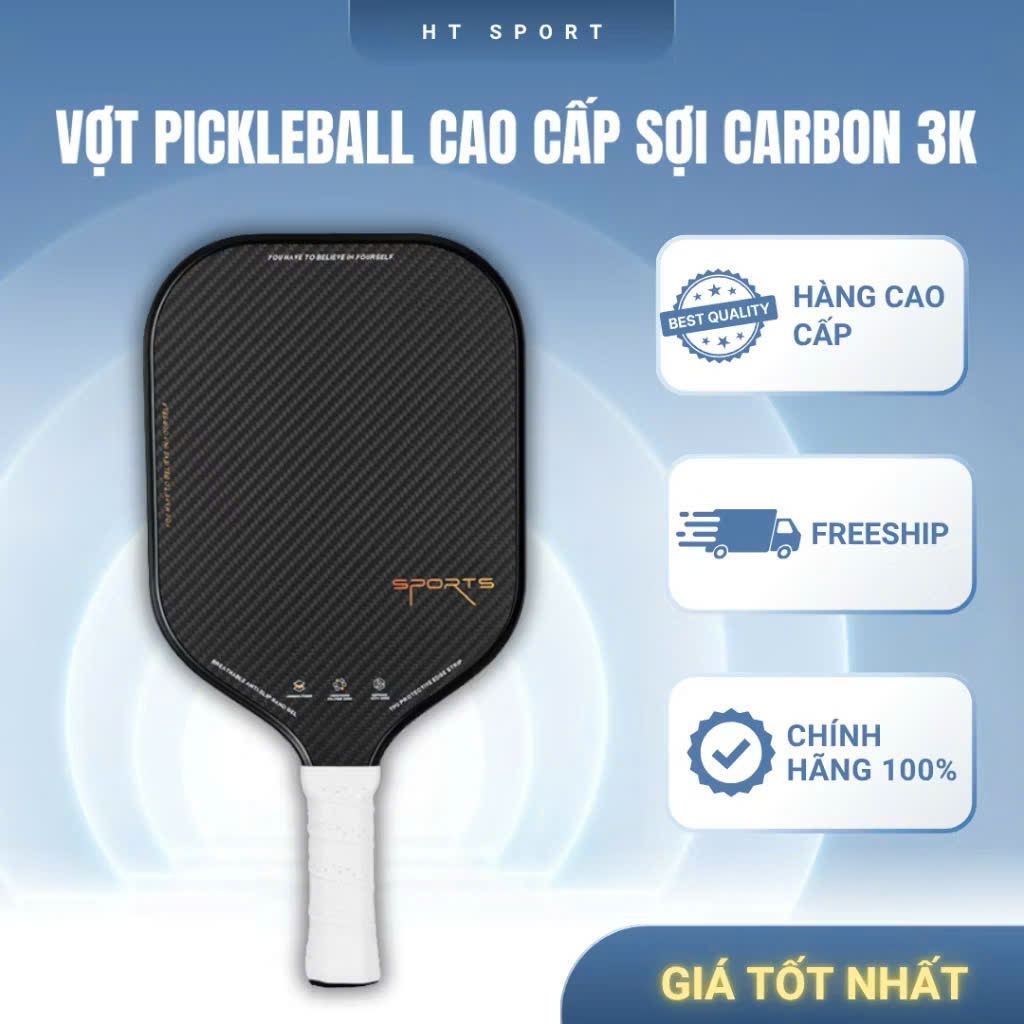 Vợt Pickleball Sợi Carbon 3K Cao Cấp – Siêu Nhẹ, Kiểm Soát Bóng Chính Xác, Giảm Rung Hiệu Quả Hàng C