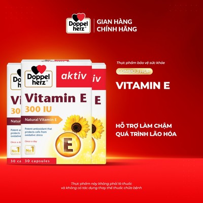 Combo 3 hộp viên uống Vitamin E Doppelherz hỗ trợ làm chậm quá trình lão hóa (03 hộp, 30 viên/hộp)