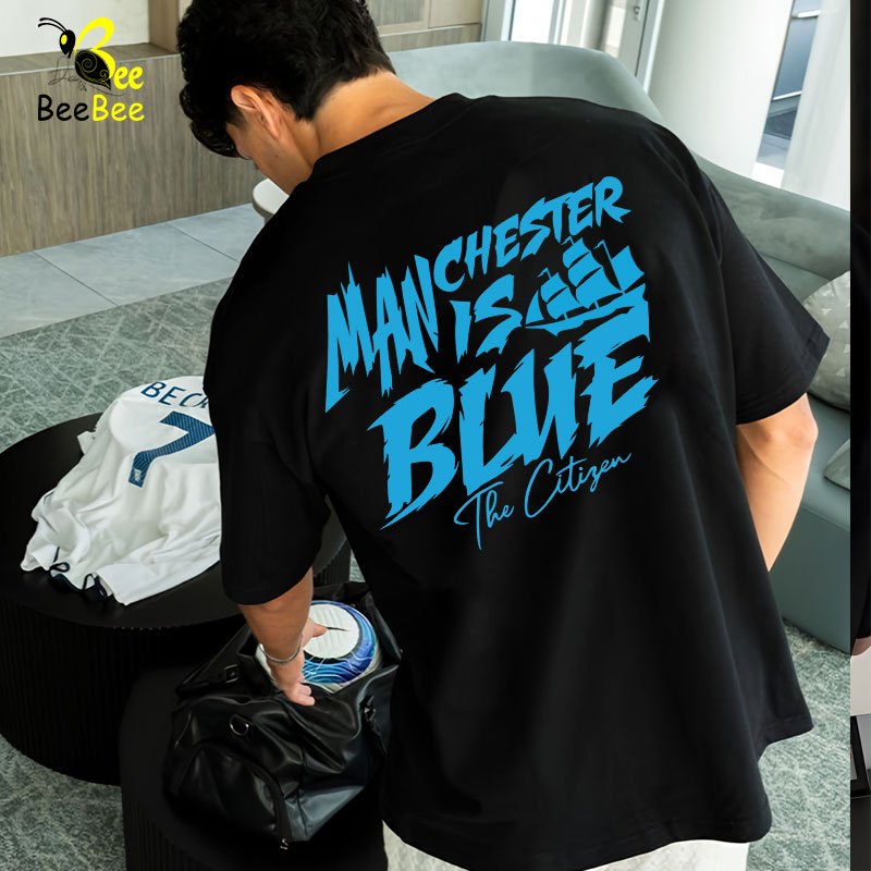 Áo thun BEEBEE03 Soccer  MAN XANH- form rộng size 45kg đến 95kg- Áo thun cotton nam nữ-T23