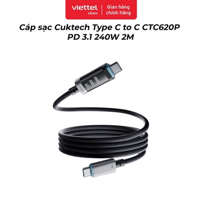 Cáp sạc Cuktech Type C to C CTC620P PD 3.1 240W 2M Chính hãng