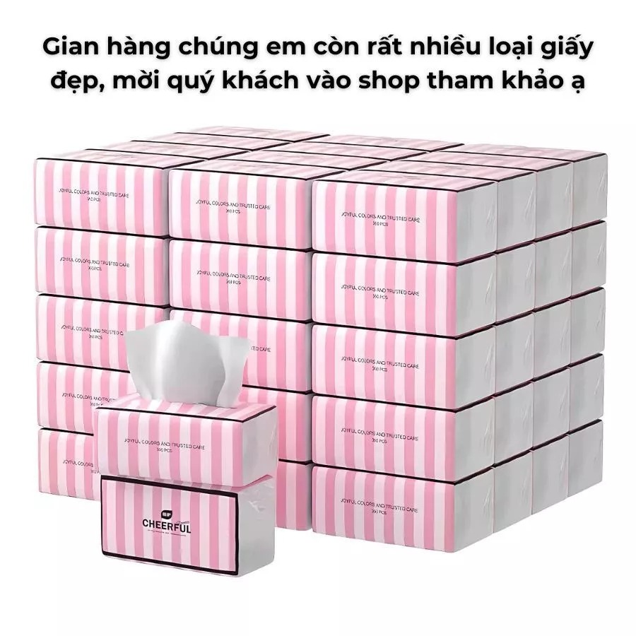 [Thùng 30 gói] Giấy Ăn Cao Cấp CHEERFUL, Khăn Giấy Ăn Rút Tiện Lợi  Giấy Ăn 4 Lớp , Gói/100 Tờ .