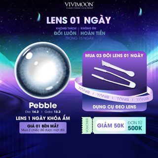 01 Chiếc Kính áp tròng VIVIMOON lens khóa ẩm 1 ngày màu xanh xám khói Pebble (Giá 1 bên mắt, x2 để đặt 1 đôi)
