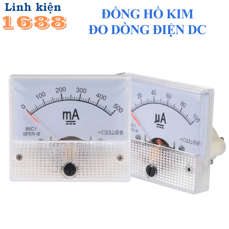 Ampe kế kim hiển thị dòng điện DC 1mA - 20A