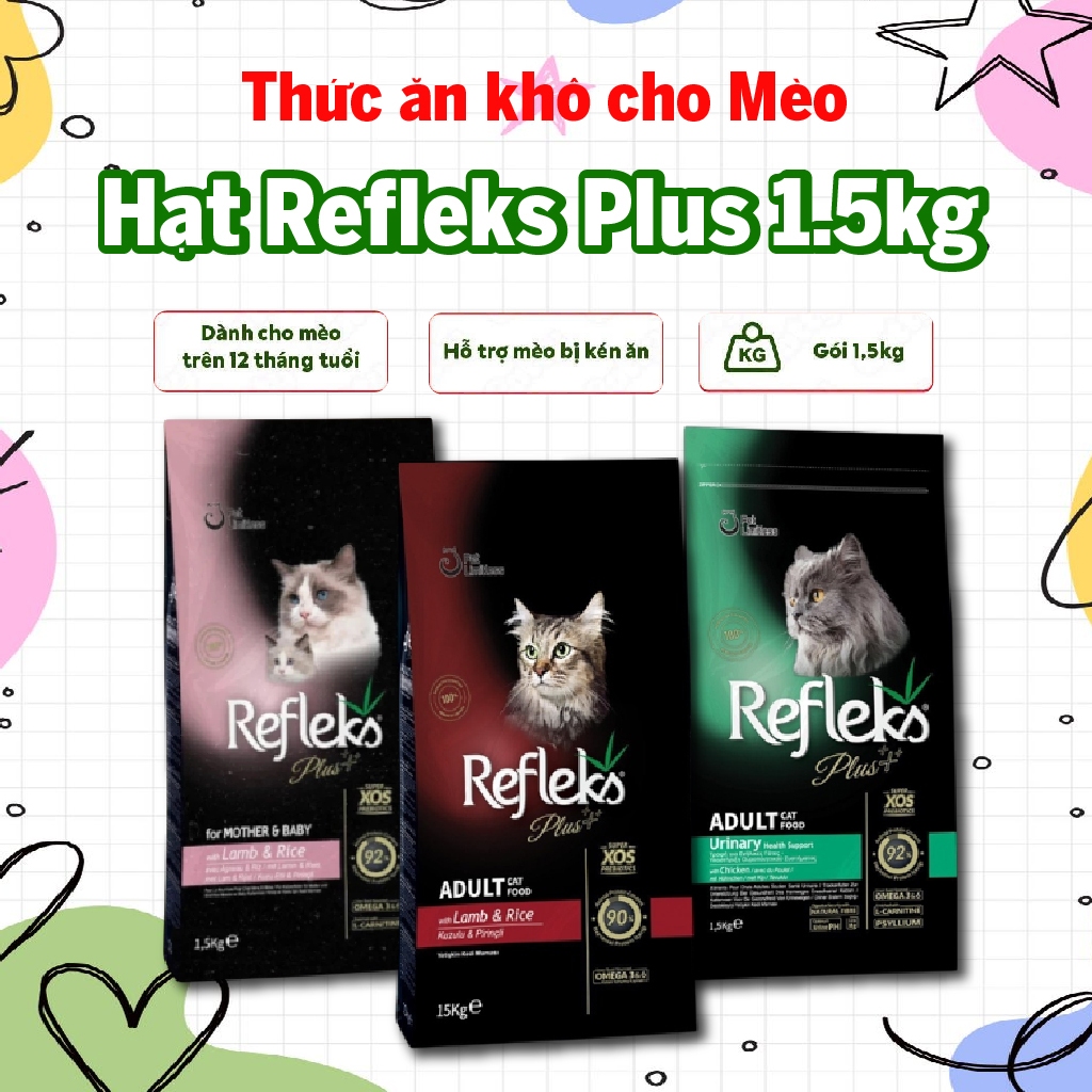 Hạt mèo Refleks 1,5kg , hạt Refleks cho mèo đa dạng dinh dưỡng dùng cho mọi lứa tuổi túi 1.5kg