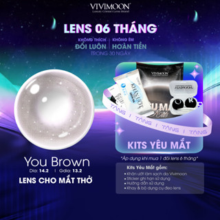 Lens cận nâu xám vân nhũ cho mắt thở You Brown Vivimoon 6 tháng