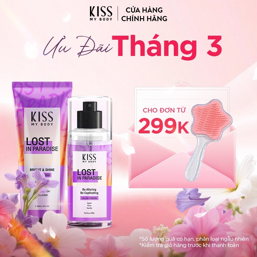 Bộ Đôi Hoàn Hảo Body Lotion và Body Mist KISS MY BODY hương Lost in Paradise