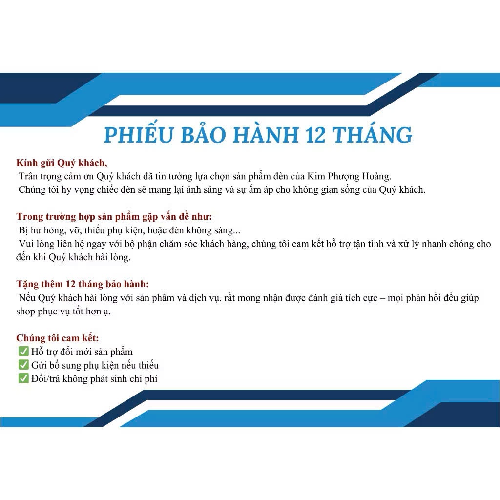 Thư cảm ơn kèm phiếu bảo hành số 01 HT SPORT