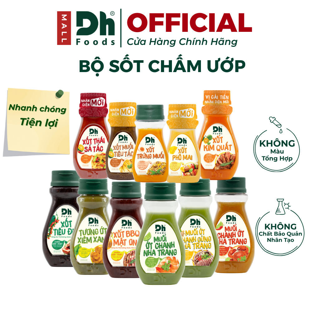 Bộ Xốt Chấm Ướp Dh Foods - Sốt Chấm Thịt Nướng, Sốt Chấm Hải Sản, Sốt Thái Trộn Chân Gà, Chấm Đồ Luộc Tiện Lợi
