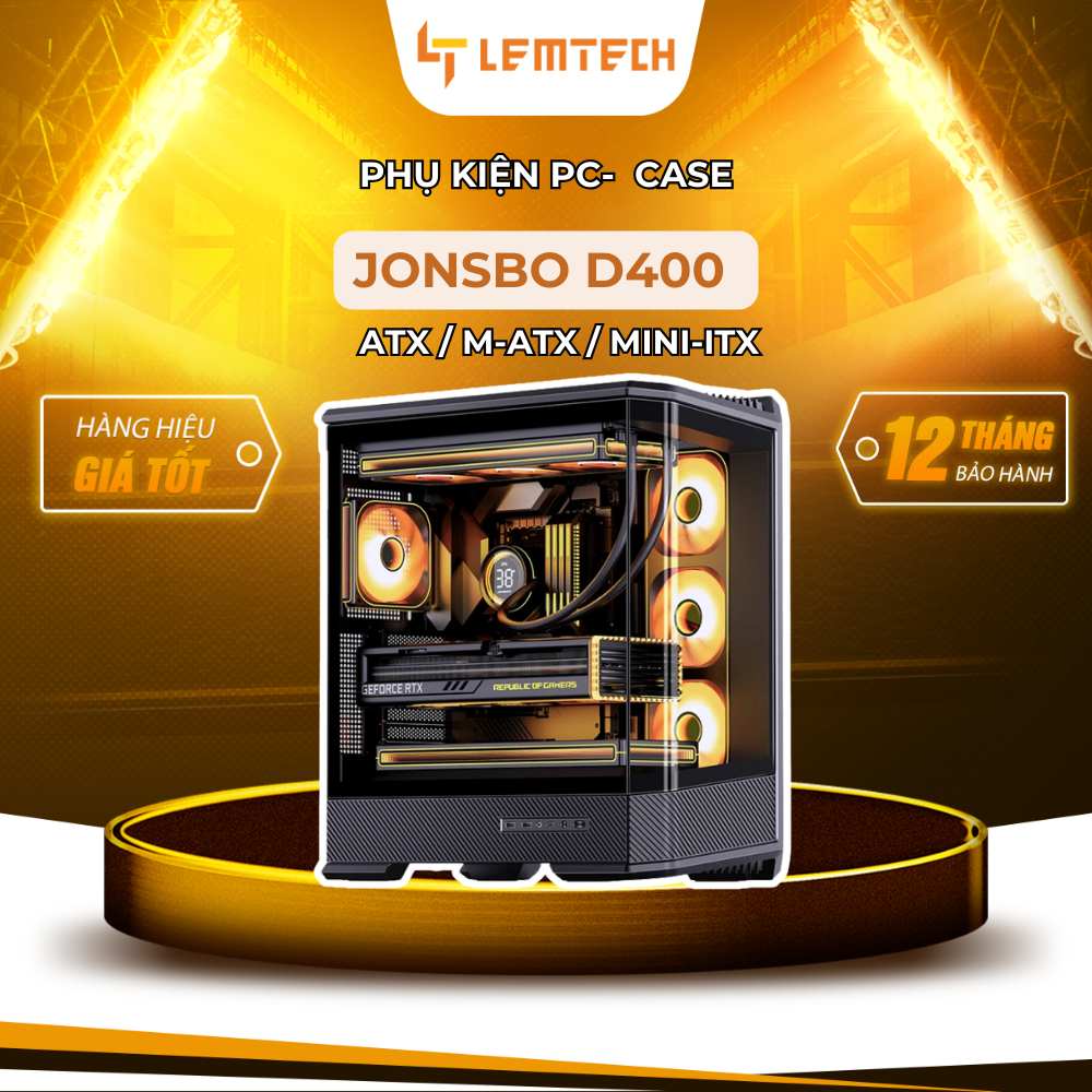 Vỏ Máy Tính JONSBO D400 – Case Mid Tower ATX Cao Cấp, Thiết Kế Kính Cong 3D & Tản Nhiệt Đỉnh Cao