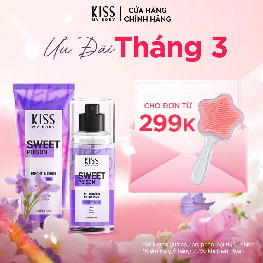 Bộ Đôi Body Lotion và Body Mist KISS MY BODY hương Sweet Poison 226G
