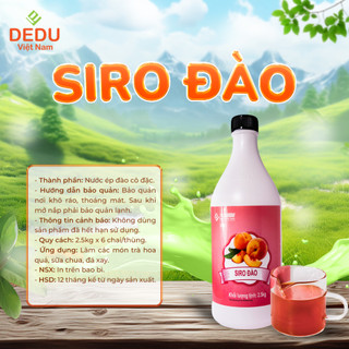 Siro Đào DEDU – Nguyên Liệu Pha Chế – Hương Đào Thơm Dịu – 2.5kg/Chai x 6 Chai/Thùng