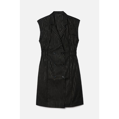 Đầm Nữ Dạng Cổ Vest Có Thun Ngang Eo Màu Đen Ninomaxx 2505026