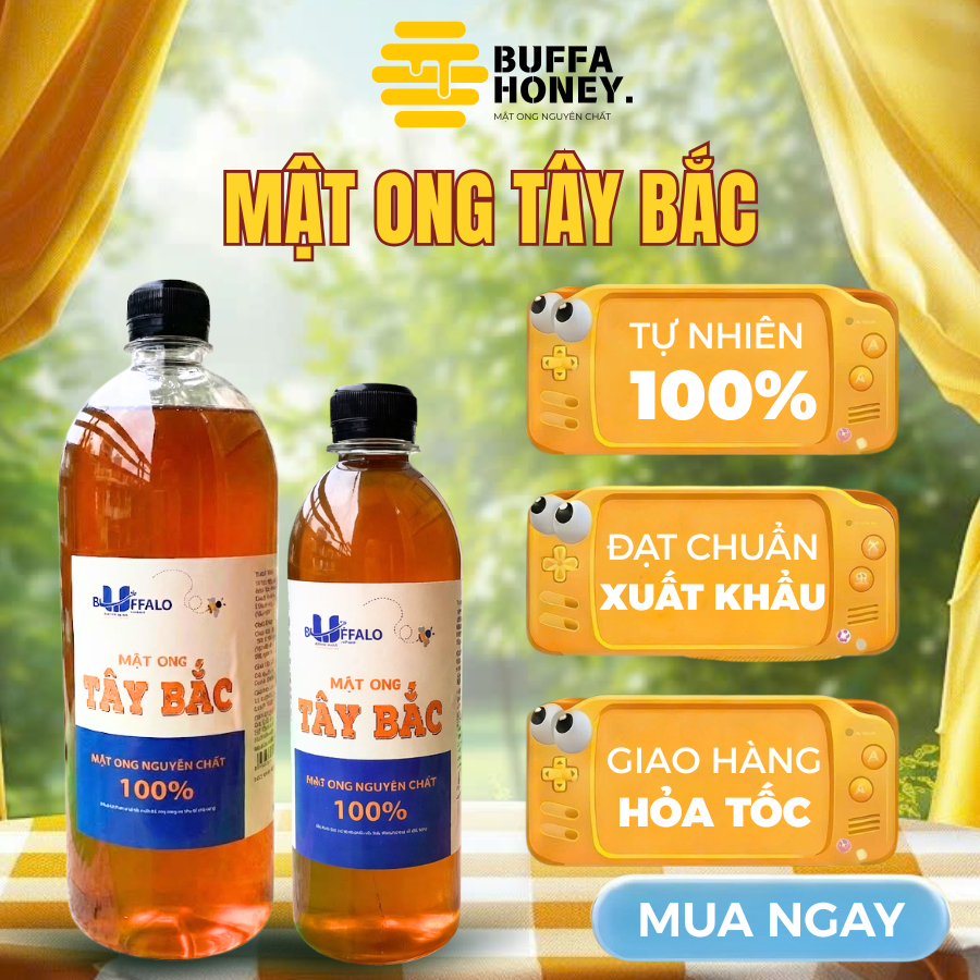 Mật Ong Tây Bắc Nguyên Chất 100% Mật Chín Tự Nhiên Đặc Sánh Thơm Ngọt Không Pha Tạp Chai 1000ml