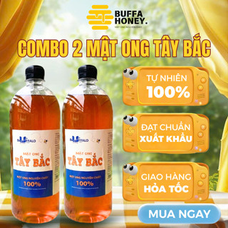 Combo 2 Chai Mật Ong Tây Bắc Nguyên Chất 100% Mật Chín Tự Nhiên Đặc Sánh Thơm Ngọt Bổ Dưỡng 1000ml