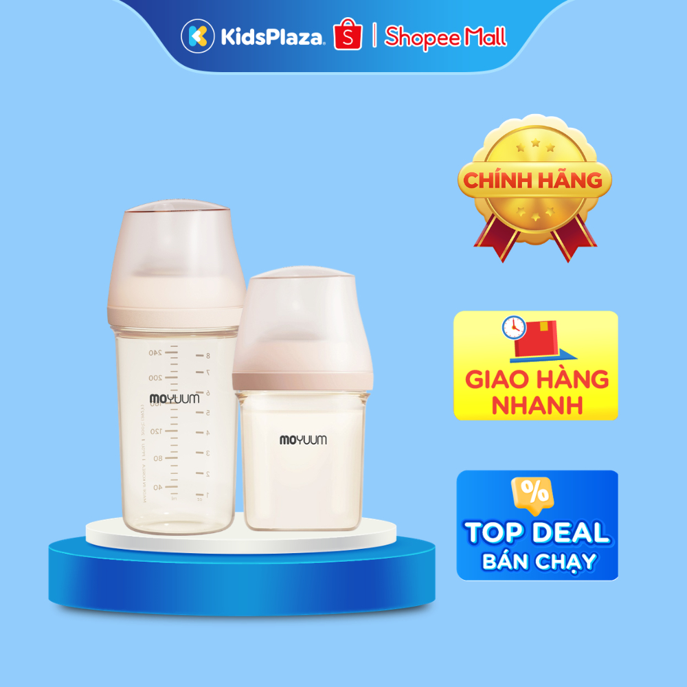 [Movaa 2025] Bình sữa Moyuum Mov.aa THẾ HỆ MỚI PPSU CỔ SIÊU RỘNG Basic chính hãng 160ml/250ml - Kids