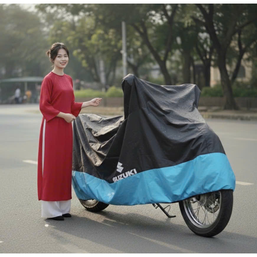 Bạt phủ, bạt trùm che cho xe suzuki gz150-A cao cấp hãng SUZUKI phủ kín toàn bộ xe GZ150 ngay cả khi