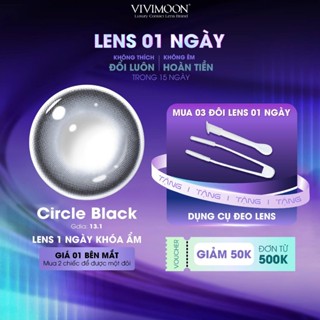 VIVIMOON lens cận 1 ngày đen tự nhiên khóa ẩm Circle Black (Giá 01 chiếc/01 bên mắt)