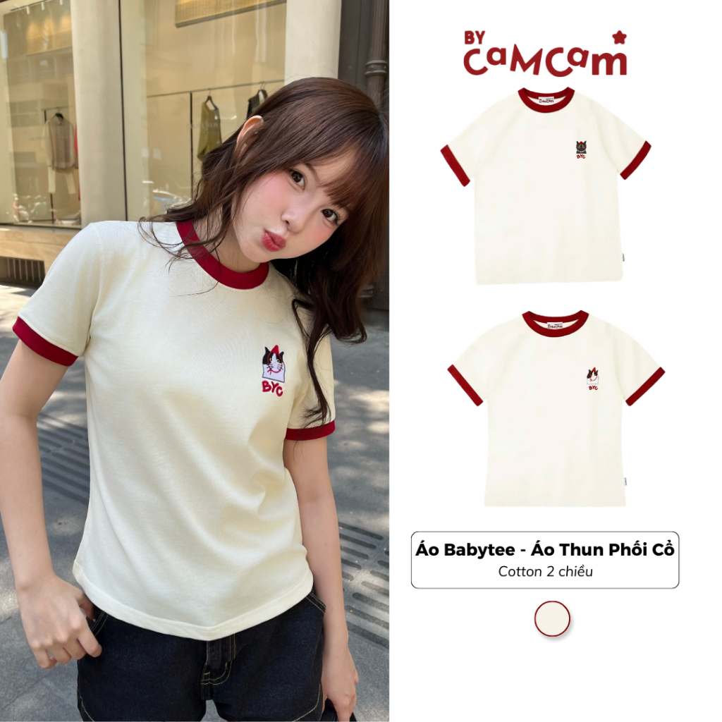 Áo Babytee - Áo Thun Ringer Tee Phối Cổ Mặc Đôi 𝑩𝒚𝒄𝒂𝒎𝒄𝒂𝒎 Áo Couple Cat Unisex Nam Nữ ATN488 | BigBuy360 - bigbuy360.vn