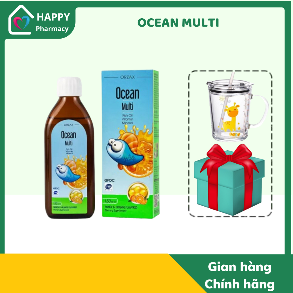 OCEAN MULTI FISH OIL - Bổ Sung Vitamin, Khoáng Chất Giúp Bé Phát Triển Não Bộ - Chai 150ml