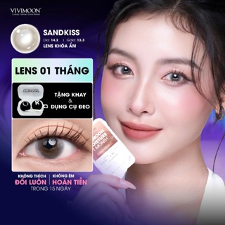VIVIMOON lens cận 1 tháng khóa ẩm, kính áp tròng màu nâu cát ánh vàng Sandkiss
