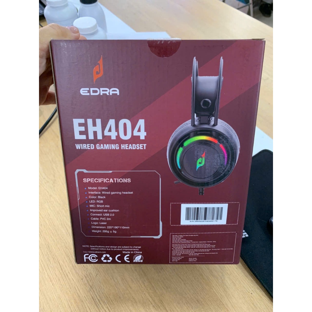 Tai nghe gaming EDRA EH404 LED RGB - Mic ngắn (Kết nối cổng USB)
