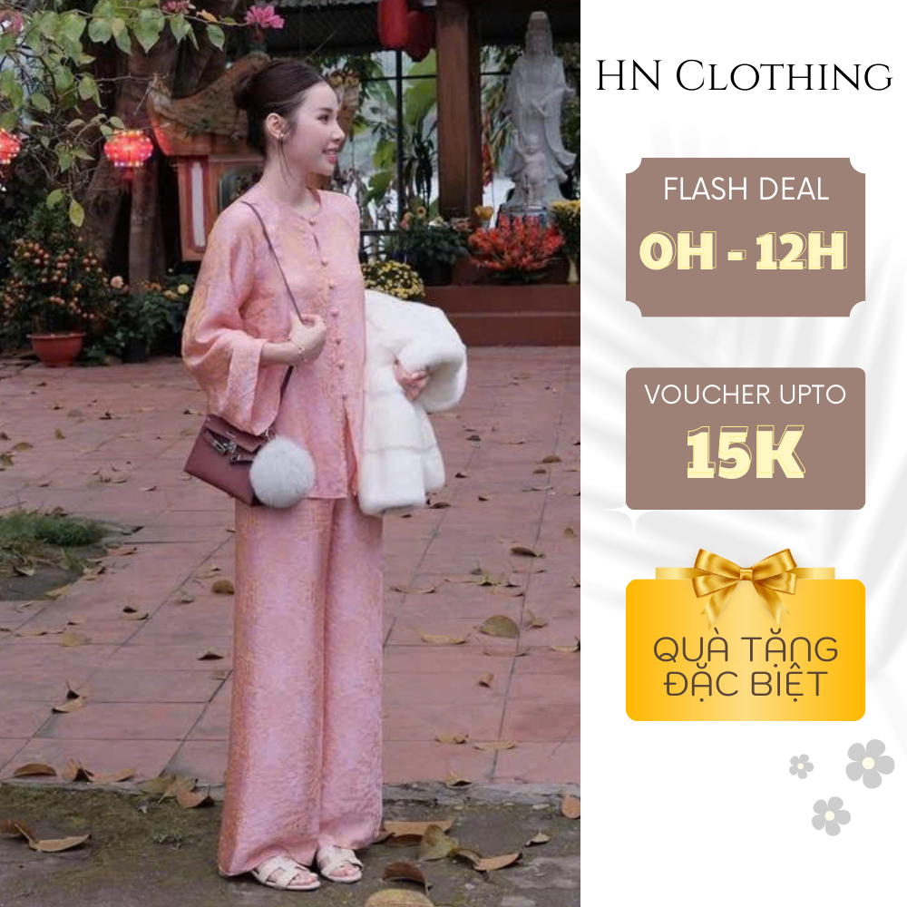 Bộ pháp phục nữ thanh lịch trang nhã form rộng thoải mái chất liệu mềm mịn đi chùa HN Clothing AD7