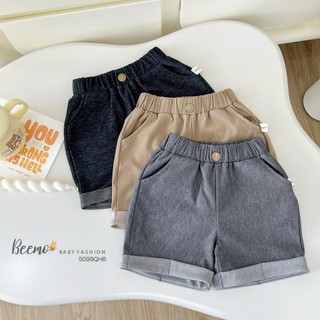 Quần sooc, quần short giả jeans, quần giả bò gấp gấu basic Beemo cho bé
