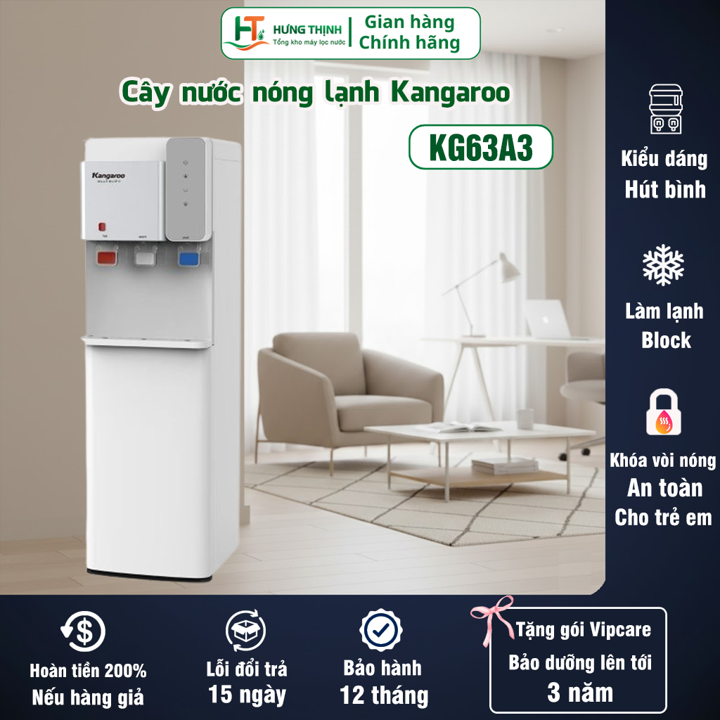 Cây nước nóng lạnh Kangaroo KG63A3 làm lạnh bằng Block -chính hãng- Hưng Thịnh
