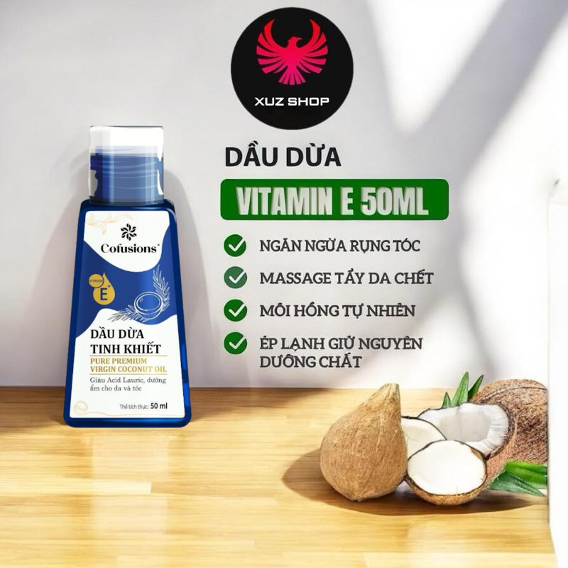 Dầu Dừa Mỹ Phẩm Vietcoco 50ml – Dưỡng Mi, Dưỡng Môi, Dưỡng Da Làm Đẹp Tự Nhiên, An Toàn