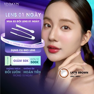 VIVIMOON lens cận 1 ngày VIVIMOON khóa ẩm màu nâu tự nhiên Latte Brown (Giá 01 chiếc/01 bên mắt)