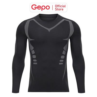 GEPO Áo Giữ Nhiệt Nam Dài Tay Đen Có Hình