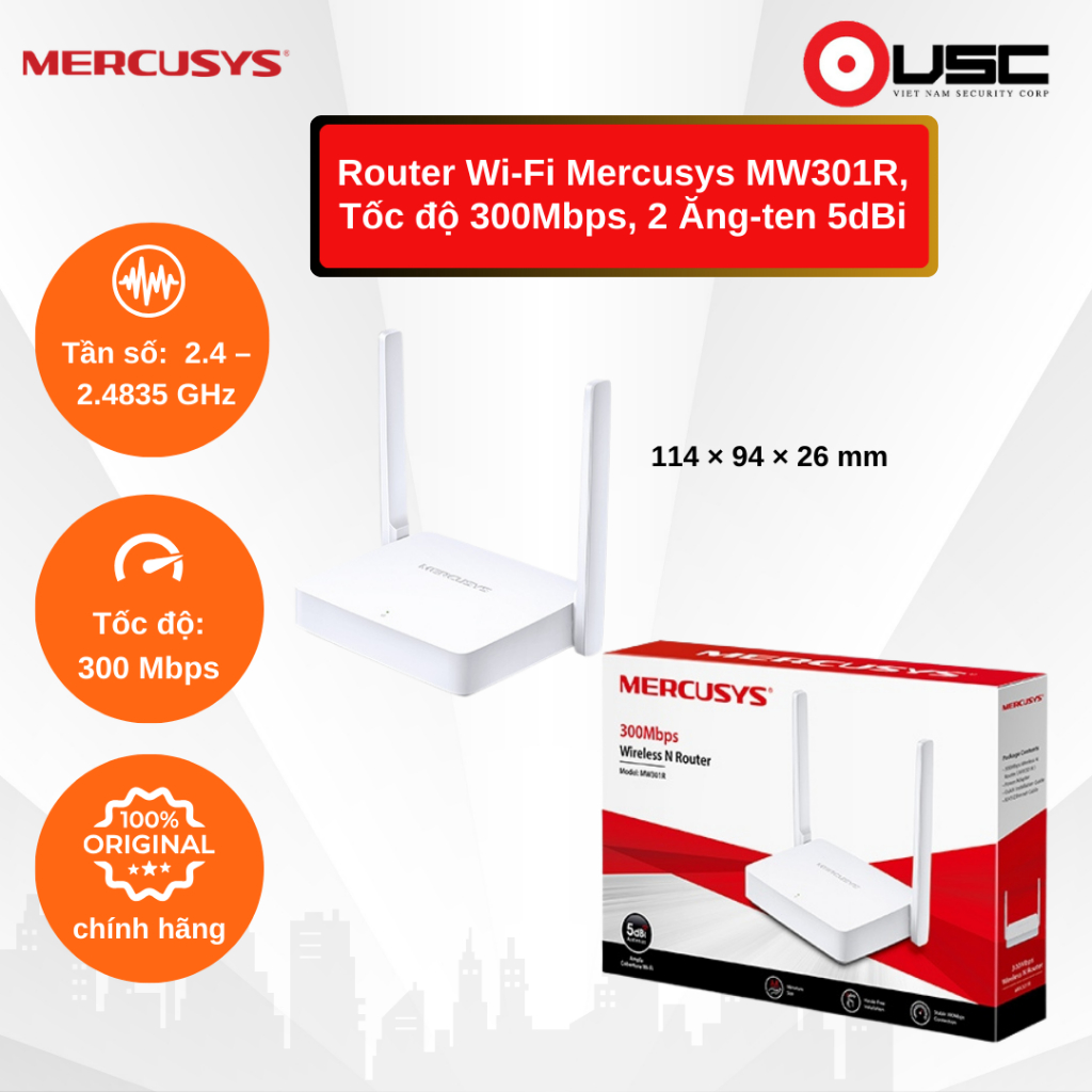MW301R | Router Wi-Fi mercusys Chuẩn N Tốc độ 300Mbps chính hãng bảo hành 24 tháng